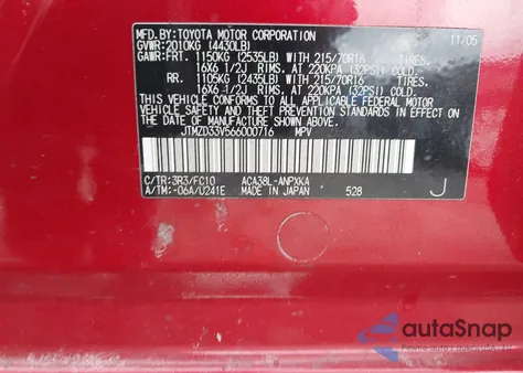 2006 Toyota Rav4 z USA, uszkodzony, nr VIN JTMZD33V566000716